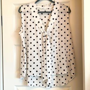Dotted Tie-Neck Blouse